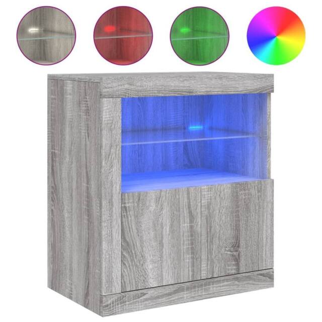 Berkfield Home Sideboard with LED Lights Grey Sonoma 60.5x37x67 cm - image 1