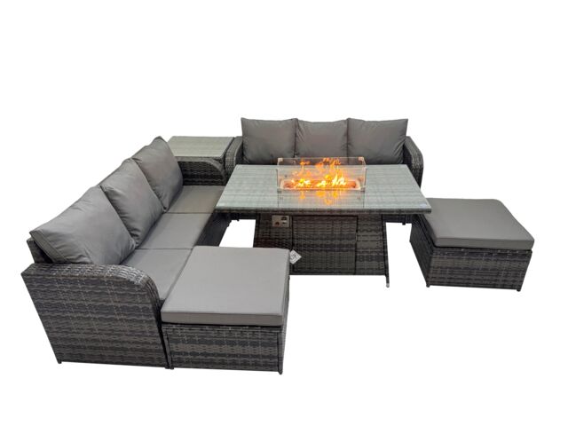 Fimous Garden Outdoor Rattan Furniture Set with 2 Big Stools Side Table in Dark Grey - image 1