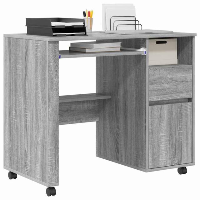 Berkfield Home Grey Computer Desk Grey Sonoma Engineered Wood Medium - image 1