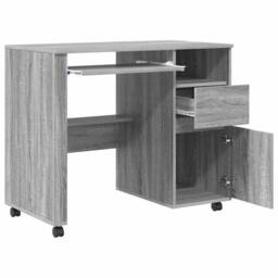 Berkfield Home Grey Computer Desk Grey Sonoma Engineered Wood Medium - thumbnail 5
