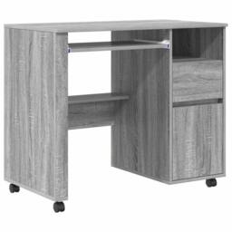 Berkfield Home Grey Computer Desk Grey Sonoma Engineered Wood Medium - thumbnail 3