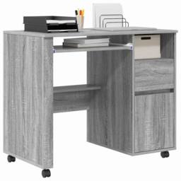 Berkfield Home Grey Computer Desk Grey Sonoma Engineered Wood Medium