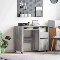 Berkfield Home Grey Computer Desk Grey Sonoma Engineered Wood Medium - thumbnail 2