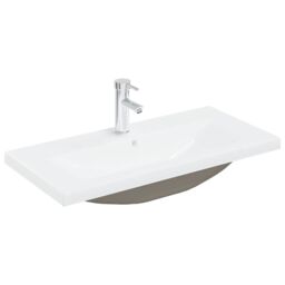 Berkfield Home Bathroom Sink Cabinet with Built-in Basin & Faucet Concrete Grey - thumbnail 5