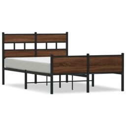 Berkfield Home Bed Frame without Mattress Brown Oak 120x190 cm Small Double Engineered Wood - thumbnail 2