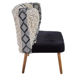 Orsina Moroccan Style 2-Seater Sofa With Carved Wood Frame, Handcrafted Traditional Sofa With Ornate Detailing in Black - thumbnail 3