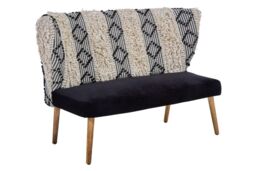 Orsina Moroccan Style 2-Seater Sofa With Carved Wood Frame, Handcrafted Traditional Sofa With Ornate Detailing in Black - thumbnail 6
