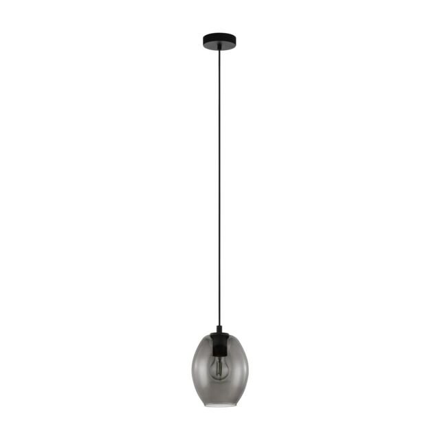 Loops Pendant Ceiling Light Black Shade Black Transparent Smoked Glass E27 1x40W - image 1
