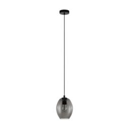 Loops Pendant Ceiling Light Black Shade Black Transparent Smoked Glass E27 1x40W - thumbnail 1