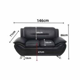 SquareBoxx Celestina 3+2 Modern Leather Sofa Set in Black - thumbnail 9
