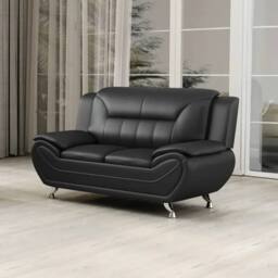 SquareBoxx Celestina 3+2 Modern Leather Sofa Set in Black - thumbnail 5
