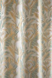 Laurence Llewelyn-Bowen 'Paradise Palm' Jacquard Palm Leaf Pair of Eyelet Curtains in Duck Egg Blue - Size: 117 cm width x 137 cm drop - thumbnail 3