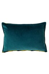Paoletti Delano Geometric Velvet Cushion in Teal - Size: 40 cm x 60 cm - thumbnail 2