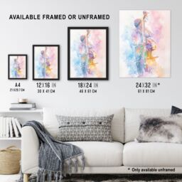 "Artery8 Double Bassist Jazz Musician Light Watercolour Framed Art Print - Size: W12"" x H16""" - thumbnail 3