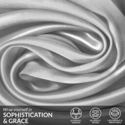 Grace Satin Silk Pillow Cases Pack of 4 Super Soft Smooth Pillow Covers in Grey - Size: Standard Pillow Case - thumbnail 5