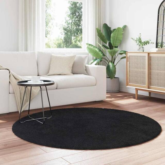 Berkfield Home Shaggy Rug High Pile NAVARRA Black 160x160 cm Polyester - Size: Medium - image 1