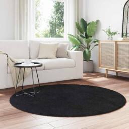 Berkfield Home Shaggy Rug High Pile NAVARRA Black 160x160 cm Polyester - Size: Medium - thumbnail 1