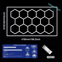Hinsinc White 14 Hexagon Hex LED Lighting Car Detail Home Garage Workshop Honeycomb - thumbnail 2