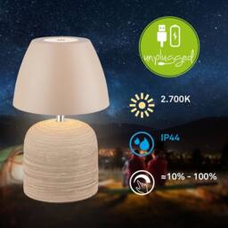 BRILONER LED Table Lamp Rechargeable Bedside Light Cordless Ceramic Beige 2, 5W - thumbnail 5