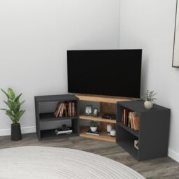 Destina Home Corner TV Stand TV Unit Entertainment Center Bonnett in Dark Grey - Size: 1 Pack - thumbnail 4