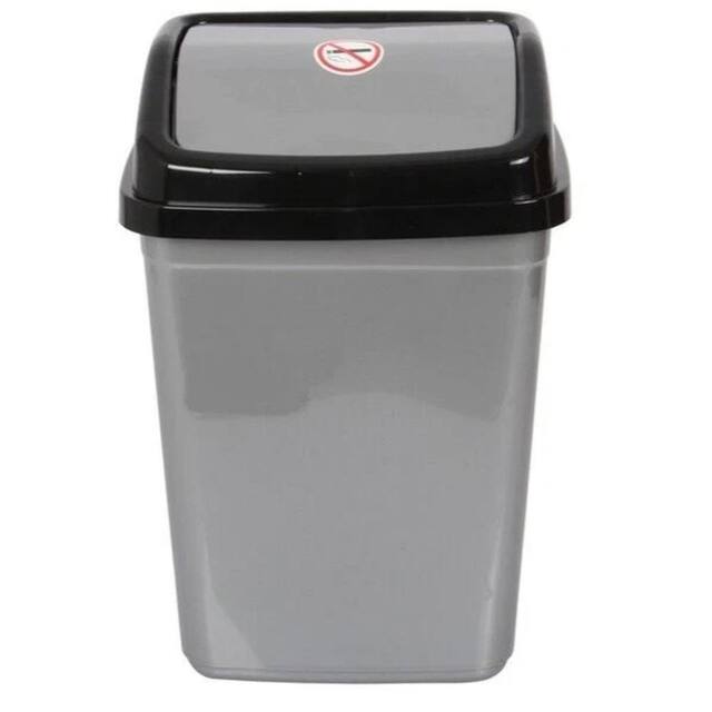 NESTLUNE 10 Liter Swing Bin Lidded Dustbin. Plastic Rubbish in Grey - Size: 100 cm x 15 cm - image 1