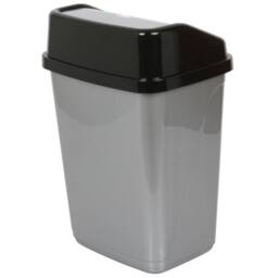 NESTLUNE 10 Liter Swing Bin Lidded Dustbin. Plastic Rubbish in Grey - Size: 100 cm x 15 cm - thumbnail 4
