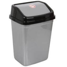 NESTLUNE 10 Liter Swing Bin Lidded Dustbin. Plastic Rubbish in Grey - Size: 100 cm x 15 cm - thumbnail 3