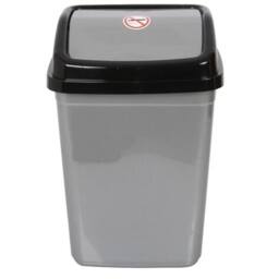 NESTLUNE 10 Liter Swing Bin Lidded Dustbin. Plastic Rubbish in Grey - Size: 100 cm x 15 cm - thumbnail 1