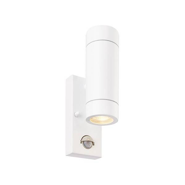 Netlighting Palin 2 Light Outdoor PIR Up Down Wall Light Gloss White Glass IP44 GU10 - image 1