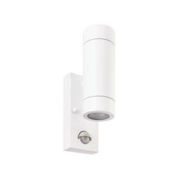 Netlighting Palin 2 Light Outdoor PIR Up Down Wall Light Gloss White Glass IP44 GU10 - thumbnail 2