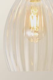 ValueLights Cheltenham Clear Ribbed Glass Dome Pendant Ceiling Light with Bulb in Silver - thumbnail 4