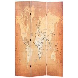 Berkfield Home Folding Room Divider 120x170 cm World Map Yellow - thumbnail 1