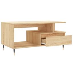 Berkfield Home Modern Coffee Table Sonoma Oak 90x49x45 cm Engineered Wood in Brown - Size: 90 x 49 x 45 cm - thumbnail 6