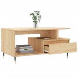 Berkfield Home Modern Coffee Table Sonoma Oak 90x49x45 cm Engineered Wood in Brown - Size: 90 x 49 x 45 cm - thumbnail 4