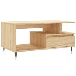 Berkfield Home Modern Coffee Table Sonoma Oak 90x49x45 cm Engineered Wood in Brown - Size: 90 x 49 x 45 cm - thumbnail 3
