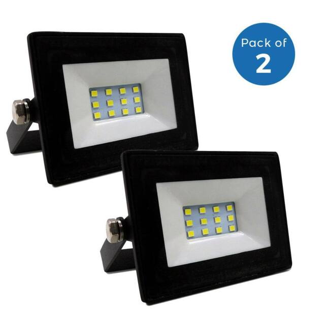 ENER-J Pack of 2 10W Non PIR Slim Line Black Body Floodlight 90 LumensWatt 2 - image 1