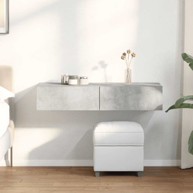 Berkfield Home Wall Shelf with Drawers Concrete Grey 100x36x19 cm Engineered Wood - Size: 100 x 36 x 19 cm - image 1
