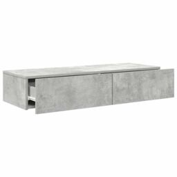 Berkfield Home Wall Shelf with Drawers Concrete Grey 100x36x19 cm Engineered Wood - Size: 100 x 36 x 19 cm - thumbnail 7
