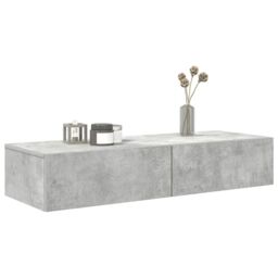 Berkfield Home Wall Shelf with Drawers Concrete Grey 100x36x19 cm Engineered Wood - Size: 100 x 36 x 19 cm - thumbnail 3