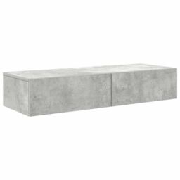 Berkfield Home Wall Shelf with Drawers Concrete Grey 100x36x19 cm Engineered Wood - Size: 100 x 36 x 19 cm - thumbnail 2