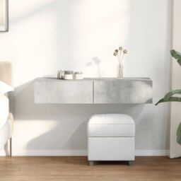 Berkfield Home Wall Shelf with Drawers Concrete Grey 100x36x19 cm Engineered Wood - Size: 100 x 36 x 19 cm - thumbnail 1
