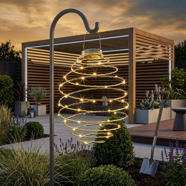 Garden Greatness Mega SpiraLight Solar Hanging Garden Light in White - image 1