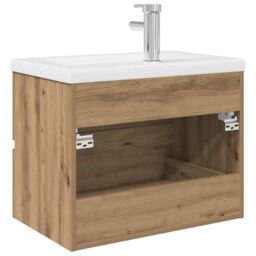 Berkfield Home Sink Cabinet with Built-in Basin & Faucet Artisan Oak in Brown - thumbnail 7