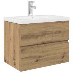 Berkfield Home Sink Cabinet with Built-in Basin & Faucet Artisan Oak in Brown - thumbnail 2