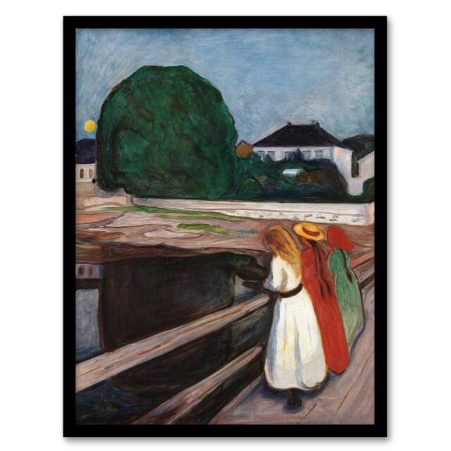 Artery8 Young on the Bridge Munch Vintage Framed Wall Art Print - Size: A4 - image 1