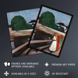 Artery8 Young on the Bridge Munch Vintage Framed Wall Art Print - Size: A4 - thumbnail 2