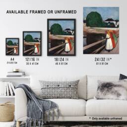 Artery8 Young on the Bridge Munch Vintage Framed Wall Art Print - Size: A4 - thumbnail 3
