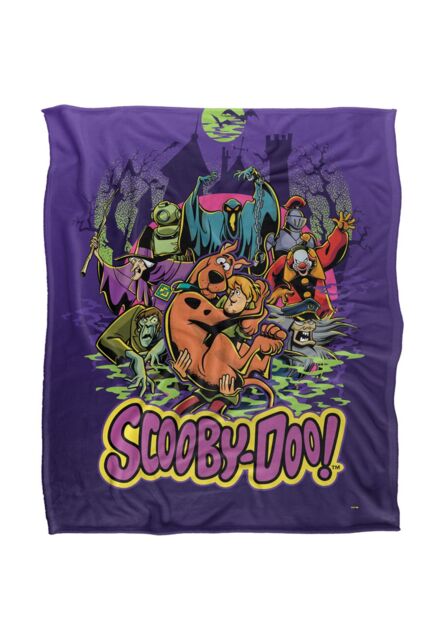 Scooby Doo Blanket, 152x127 cm Spooky Poster Scene Silky Touch Super Soft Throw Blanket in White - image 1
