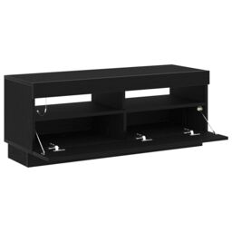 Berkfield Home TV Stand with LED Lights - Black Oak, 100x35x40 cm, Made of Engineered Wood - Size: 100 x 35 x 40 cm - thumbnail 4