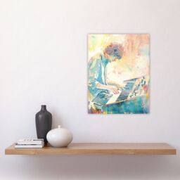 "Artery8 Keyboard Music Player Modern Light Watercolour Wall Art Print - Size: W24"" x H32""" - thumbnail 4